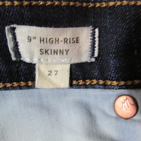 Madewell 9" High Rise Skinny Dark Wash Jeans - Picture 6 of 8